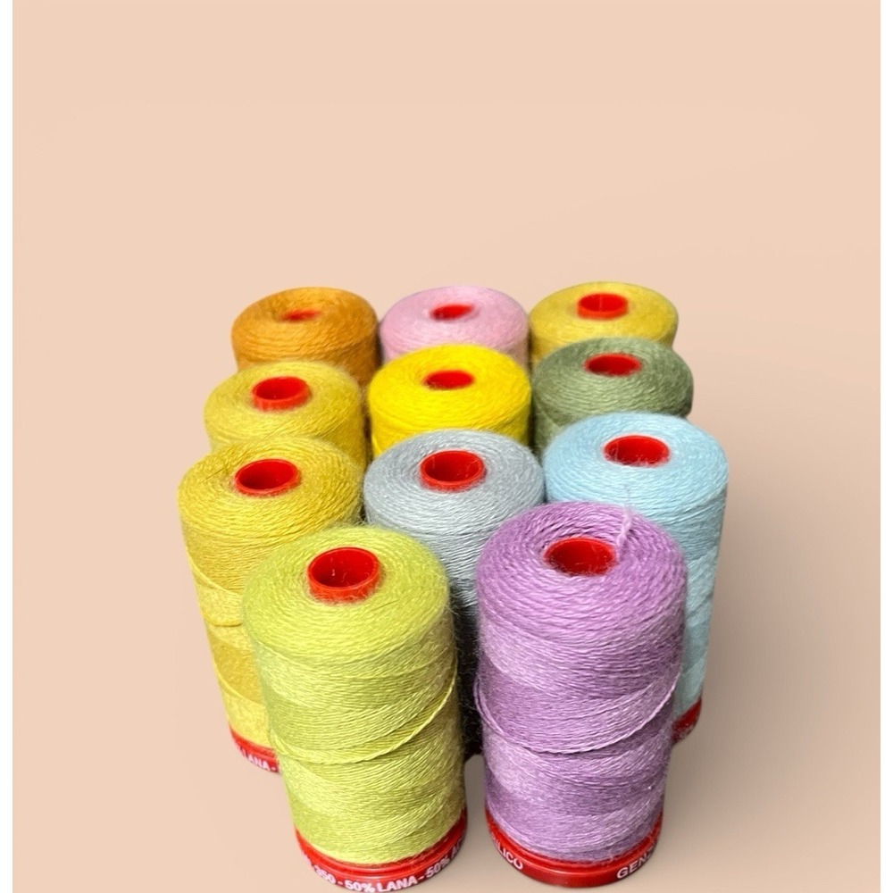 Genziana Lot‎ Of 11 Spools Thread Lana Wool Acrylic Blend Multicolors 350 Meter